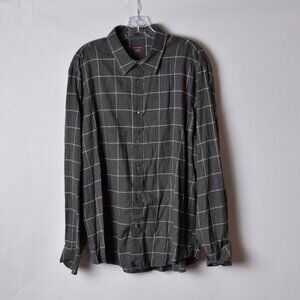 UNTUCKit Mens Extra Large Flannel Grey White Long Sleeve Button Up Shirt